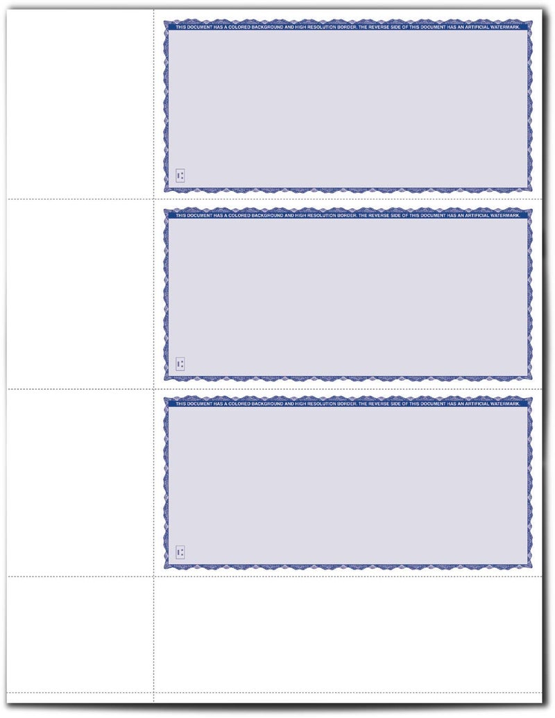 VersaCheck Secure Checks - 750 Blank Business or Personal Wallet Checks - Blue Premium - 250 Sheets Form #3001 - 3 Per Sheet - Image 2